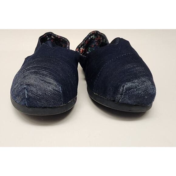 BOBS BY SKECKERS WOMEN'S CLASSIC SLIP-ON DENIM BLUE CASUAL FLAT SHOES SIZE 9.5 - Picture 8 of 11